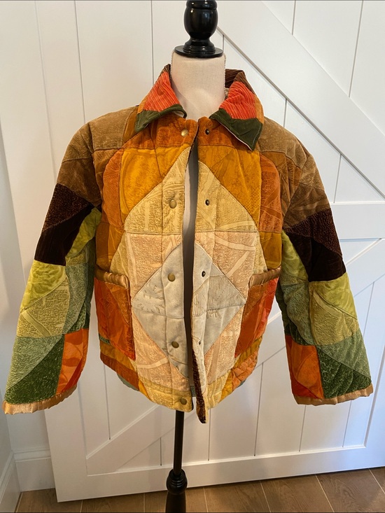 Magpie Vintage London Jackets & Blazers - Vintage handmade Patchwork Quilted Jacket in Autumn Tones